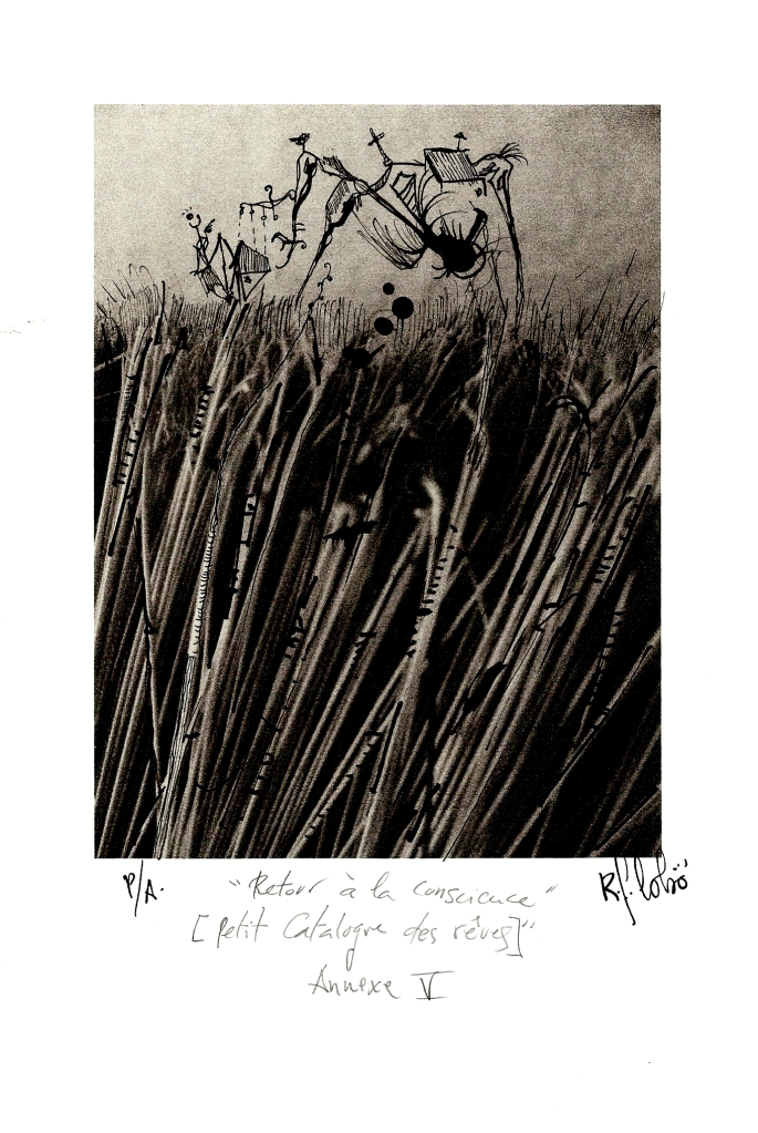 "Retour à la conscience"              (Annexe V) photo noir et blanc encre de Chine papier gouache 18x25 © Ramón J Lobo